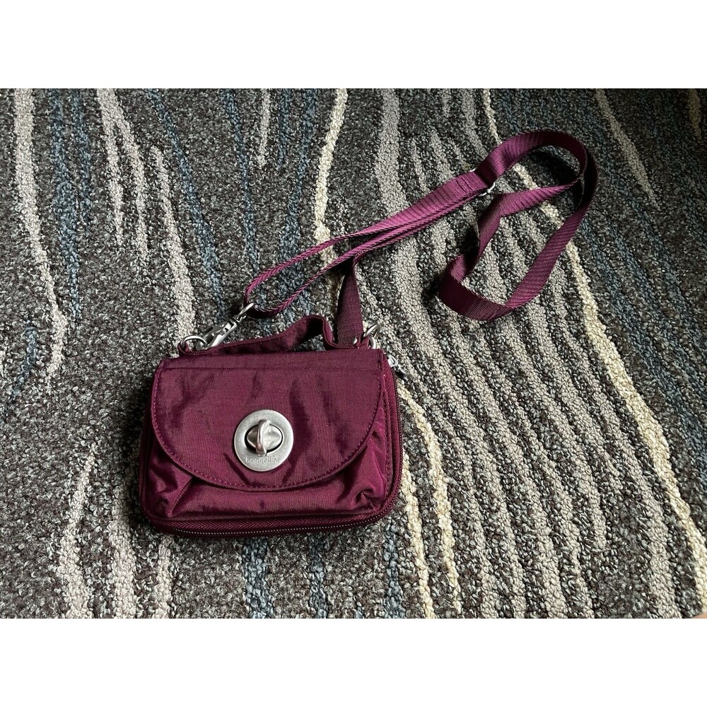 Baggallini Purple Mini Crossbody Wallet Bag Turn Lock Organizer Travel Purse